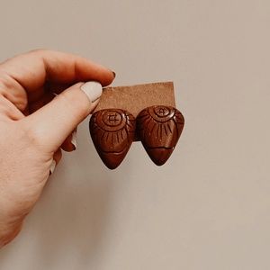 Wooden Clip On Earrings